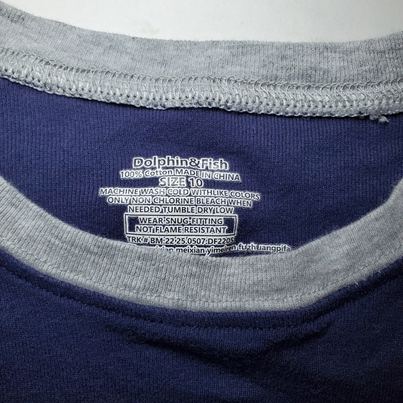 Dolphin & Fish Boys Size 10 Navy Spaceship Print Cotton 2 Piece Pajama Set - Picture 4 of 8